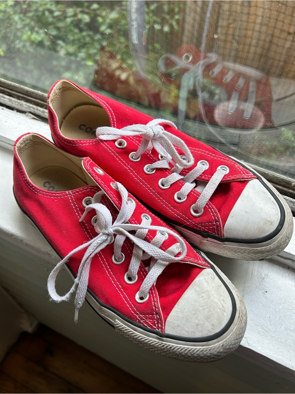 Converse Red Canvas Low-Top Sneakers with White Laces